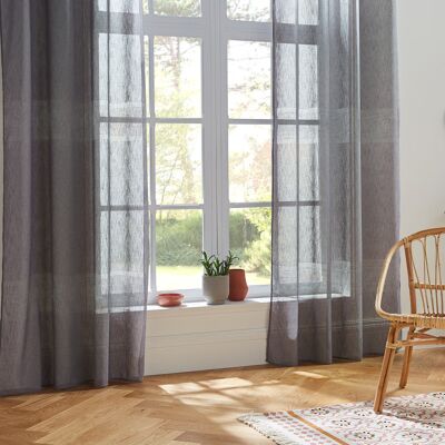 Lot De 2 Voilages Tissé Sablé "sab" 140 X 240 Cm Atmosphera - Gris - - Publicité Lot De 2 Voilages Tissé Sablé "sab" 140 X 240 Cm Atmosphera - Gris - - Publicité