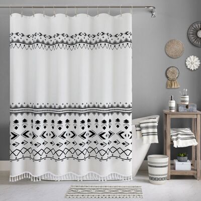 PELTOR Rideau De Douche 180 X 180 Cm Rideau De Douche Bohème Blanc Rideau De Douche En Polyester Imprimé Imperméable - Publicité PELTOR Rideau De Douche 180 X 180 Cm Rideau De Douche Bohème Blanc Rideau De Douche En Polyester Imprimé Imperméable - Publicité