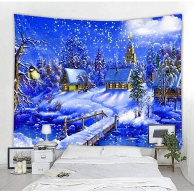 Cellfast Tapisserie De Village De Nuit Enneigée Scène D'Atmosphère De Jour Noël Décoration Murale En Tissu Suspendu Rideau En Tissu Suspendu - Publicité Cellfast Tapisserie De Village De Nuit Enneigée Scène D'Atmosphère De Jour Noël Décoration Murale En Tissu Suspendu Rideau En Tissu Suspendu - Publicité