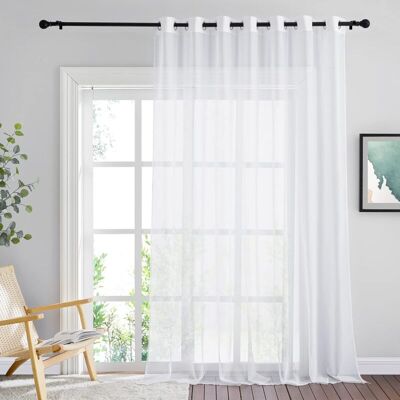OEM Voilage Blanc, Rideaux Voilage En Voile Avec Oeillets Lumière Filtrer, L 200 X H 250 Cm, Blanc - Publicité OEM Voilage Blanc, Rideaux Voilage En Voile Avec Oeillets Lumière Filtrer, L 200 X H 250 Cm, Blanc - Publicité
