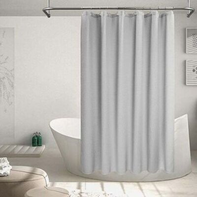 ABYSSE Rideau De Douche En Mélange De Coton Tissé Gaufré En Nid D'Abeille, Rideaux De Douche En Tissu Gris Pour Salle De Bain De Qualité Hôtelière Et Style Spa, Lavable En Machine 72 X 72 Pouces - Publicité ABYSSE Rideau De Douche En Mélange De Coton Tissé Gaufré En Nid D'Abeille, Rideaux De Douche En Tissu Gris Pour Salle De Bain De Qualité Hôtelière Et Style Spa, Lavable En Machine 72 X 72 Pouces - Publicité