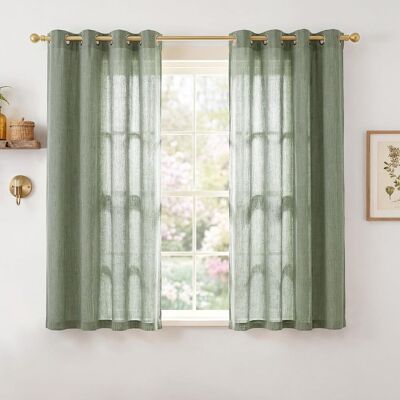 OEM Rideau Lin Effet - Rideaux Style Lin Épais A Oeillets, Protection De La Vie Privée Chic Pour Salon Chambre À Coucher Maison Fenetre, L140xh100cm, 2 Panneaux, Vert - Publicité OEM Rideau Lin Effet - Rideaux Style Lin Épais A Oeillets, Protection De La Vie Privée Chic Pour Salon Chambre À Coucher Maison Fenetre, L140xh100cm, 2 Panneaux, Vert - Publicité
