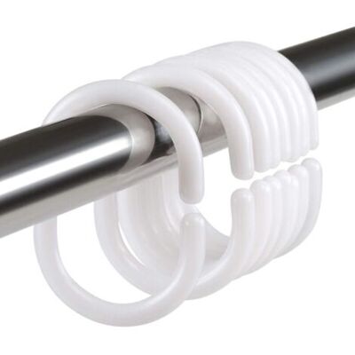 SCORPIO Lot De 24 Anneaux De Douche En Plastique, Accessoire Anneaux Pour Rideaux, 24 Crochets Simples Blanc 46 X 29 Mm - Publicité SCORPIO Lot De 24 Anneaux De Douche En Plastique, Accessoire Anneaux Pour Rideaux, 24 Crochets Simples Blanc 46 X 29 Mm - Publicité