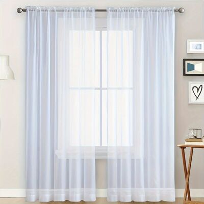 PELTOR Rideau En Tulle Creux Semi-occultant Blanc 100 X 130 Cm, Deux Pièces - Publicité PELTOR Rideau En Tulle Creux Semi-occultant Blanc 100 X 130 Cm, Deux Pièces - Publicité