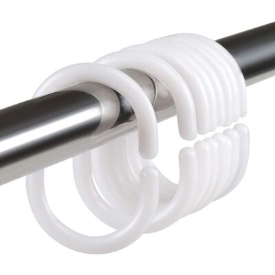 MOXIE Lot De 24 Anneaux De Douche En Plastique, Accessoire Anneaux Pour Rideaux, 24 Crochets Simples Blanc 46 X 29 Mm - Publicité MOXIE Lot De 24 Anneaux De Douche En Plastique, Accessoire Anneaux Pour Rideaux, 24 Crochets Simples Blanc 46 X 29 Mm - Publicité