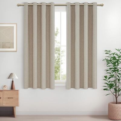 GRASSLIN 2 Pièces Rideau Occultant Thermique Lin Naturel Oeillets 140x160cm Fenêtre Cuisine Chambre - Publicité GRASSLIN 2 Pièces Rideau Occultant Thermique Lin Naturel Oeillets 140x160cm Fenêtre Cuisine Chambre - Publicité
