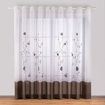BRINSEA 1 Pièce Rideaux À Oeillets Voilages Broderie Floral Pour Chambre Cuisine Salon (1 Panneau (largeur 140cm X Hauteur 260cm), Marron)-ensoleillé - Publicité BRINSEA 1 Pièce Rideaux À Oeillets Voilages Broderie Floral Pour Chambre Cuisine Salon (1 Panneau (largeur 140cm X Hauteur 260cm), Marron)-ensoleillé - Publicité