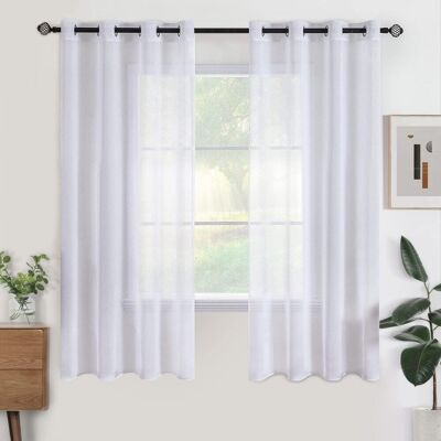GRASSLIN Lot De 2 Rideaux Voilage À Oeillet 140x160 Cm Semi-transparent Polyester Pour Salon Chambre - Publicité GRASSLIN Lot De 2 Rideaux Voilage À Oeillet 140x160 Cm Semi-transparent Polyester Pour Salon Chambre - Publicité
