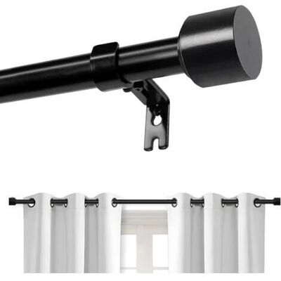 BARKBUSTERS Tringle À Rideaux Extensible En Métal Noir De 122 À 213 Cm De Diamètre Avec Embouts Simples Avec Supports De Fixation Pour Fenêtres Ou Portes - Publicité BARKBUSTERS Tringle À Rideaux Extensible En Métal Noir De 122 À 213 Cm De Diamètre Avec Embouts Simples Avec Supports De Fixation Pour Fenêtres Ou Portes - Publicité