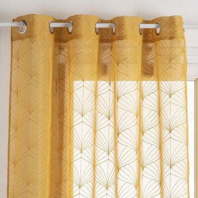 Lot De 2 Voilages Brodé "mia" Tamisant 140 X 240 Cm Atmosphera - Ocre - - Publicité Lot De 2 Voilages Brodé "mia" Tamisant 140 X 240 Cm Atmosphera - Ocre - - Publicité