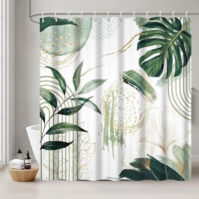 Generic Rideau Douche 180x180cm Vert Tropicale Feuilles De Palmier Jungle Boheme Rideaux De Baignoire Tissu Lavable Imperméable Rideaux Salle De Bain - Publicité Generic Rideau Douche 180x180cm Vert Tropicale Feuilles De Palmier Jungle Boheme Rideaux De Baignoire Tissu Lavable Imperméable Rideaux Salle De Bain - Publicité