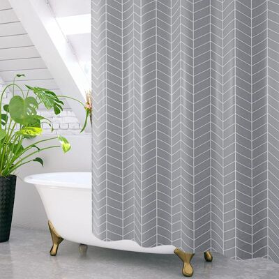 Vision Tigrezy Rideau De Douche 180x200cm Polyester Imperméable Tissu Lavable En Machine Rideau Salle De Bain Avec 12 Crochets Gris - Publicité Vision Tigrezy Rideau De Douche 180x200cm Polyester Imperméable Tissu Lavable En Machine Rideau Salle De Bain Avec 12 Crochets Gris - Publicité