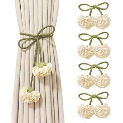 ABYSSE 4 Pièces Attache Rideau Corde, Fleur Embrasse Pour Rideaux, Embrasse Rideau Oeillet, Bohème Embrasses À Rideaux, Embrase De Rideaux Pour La Maison, Le Bureau Décoration(vert, Beige) - Publicité ABYSSE 4 Pièces Attache Rideau Corde, Fleur Embrasse Pour Rideaux, Embrasse Rideau Oeillet, Bohème Embrasses À Rideaux, Embrase De Rideaux Pour La Maison, Le Bureau Décoration(vert, Beige) - Publicité