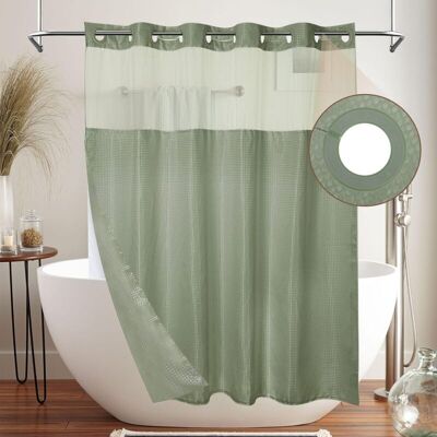 MOXIE Rideau De Douche En Tissu Résistant À L'Eau Et À La Moisissure Avec Œillets Et Crochets, Lavable En Machine, 180 X 200 Cm, Vert - Publicité MOXIE Rideau De Douche En Tissu Résistant À L'Eau Et À La Moisissure Avec Œillets Et Crochets, Lavable En Machine, 180 X 200 Cm, Vert - Publicité