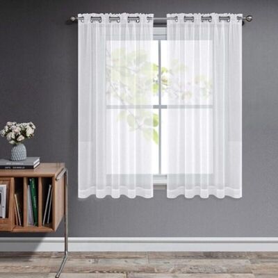 OEM Rideaux Voilages Blanc Lot De 2, Rideau Court Organza Tulle Avec Oeillets Transparent Lumineux Filtrer Décoration De Maison Chambre Cuisine(blanc,2xl107xh160) - Publicité OEM Rideaux Voilages Blanc Lot De 2, Rideau Court Organza Tulle Avec Oeillets Transparent Lumineux Filtrer Décoration De Maison Chambre Cuisine(blanc,2xl107xh160) - Publicité