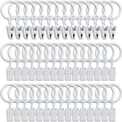 ABYSSE 45pcs Anneaux À Rideaux Avec Pinces - Blanc, Pinces À Rideaux Solides, Crochets De Fixation Pour Tringle De Tension, Crochets Décoratifs Pour Rideaux Et Cadres De Fenêtres À Trou Métallique I.d - Publicité ABYSSE 45pcs Anneaux À Rideaux Avec Pinces - Blanc, Pinces À Rideaux Solides, Crochets De Fixation Pour Tringle De Tension, Crochets Décoratifs Pour Rideaux Et Cadres De Fenêtres À Trou Métallique I.d - Publicité