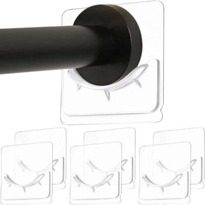 ABYSSE Support De Tringle De Douche 6 Pièces, Adhésif Mural, Installation Sans Perçage, Support De Montage De Tringle Adhésive, Sans Perçage, Transparent (tringle À Rideau De Douche Non Incluse) - Publicité ABYSSE Support De Tringle De Douche 6 Pièces, Adhésif Mural, Installation Sans Perçage, Support De Montage De Tringle Adhésive, Sans Perçage, Transparent (tringle À Rideau De Douche Non Incluse) - Publicité