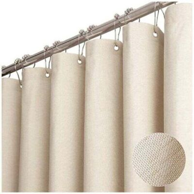 ABYSSE Rideau De Douche En Tissu Extra Long, Ensemble De Rideau De Douche En Tissu Résistant Texturé En Lin De 84 Pouces Avec 12 Crochets En Plastique, Rideaux De Douche En Polyester De Luxe Pour - Publicité ABYSSE Rideau De Douche En Tissu Extra Long, Ensemble De Rideau De Douche En Tissu Résistant Texturé En Lin De 84 Pouces Avec 12 Crochets En Plastique, Rideaux De Douche En Polyester De Luxe Pour - Publicité