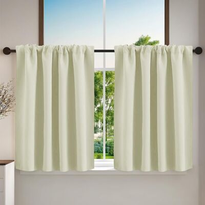 GRASSLIN Lot De 2 Rideaux Brise-bise, Polyester, Passe-tringle 7cm, Occultant Léger, Cuisine Salle De Bain - Publicité GRASSLIN Lot De 2 Rideaux Brise-bise, Polyester, Passe-tringle 7cm, Occultant Léger, Cuisine Salle De Bain - Publicité