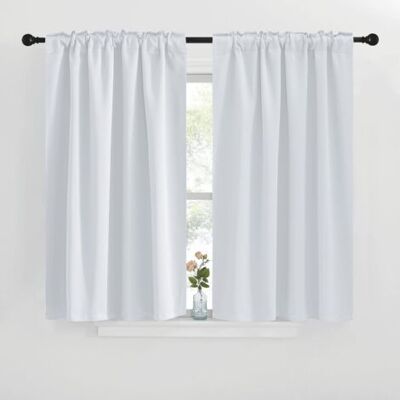 ABYSSE Rideaux Courts / Demi-rideaux Pour Fenêtres De Chambre, Cuisine, Camping-car Et Salle De Bain — Blanc, 76 X 60 Cm (lot De 2) - Publicité ABYSSE Rideaux Courts / Demi-rideaux Pour Fenêtres De Chambre, Cuisine, Camping-car Et Salle De Bain — Blanc, 76 X 60 Cm (lot De 2) - Publicité