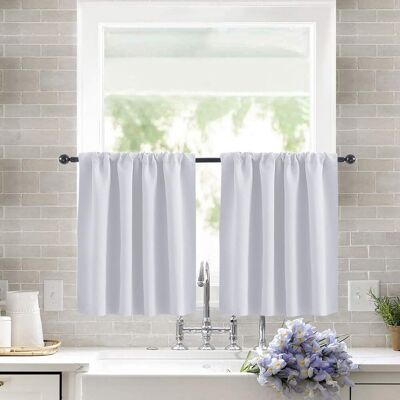 GRASSLIN Lot De 2 Rideaux Brise-bise, Passe Tringle 7cm, Polyester Lavable, Occultant Léger, Cuisine Salle De Bain - Publicité GRASSLIN Lot De 2 Rideaux Brise-bise, Passe Tringle 7cm, Polyester Lavable, Occultant Léger, Cuisine Salle De Bain - Publicité