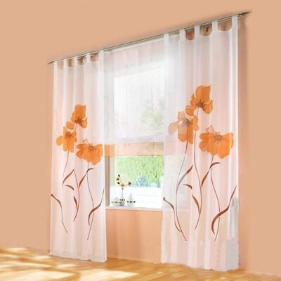 Vision 2 Pièces Rideau Écharpe Rideau Imprimé Fleurs Rideau Pour Salon Chambre Boucle Écharpe, Largeur 150 Cm / Hauteur 260 Cm, Orange - Publicité Vision 2 Pièces Rideau Écharpe Rideau Imprimé Fleurs Rideau Pour Salon Chambre Boucle Écharpe, Largeur 150 Cm / Hauteur 260 Cm, Orange - Publicité