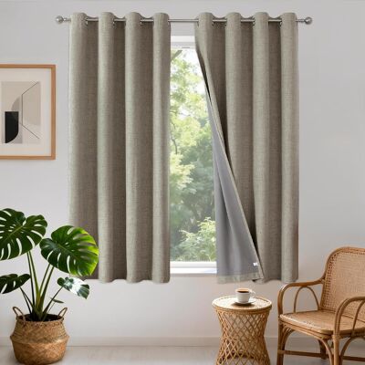 GRASSLIN 2 Pièces Rideau Occultant 117x183cm Effet Lin Oeillets Isolant Thermique Anti Bruit Salon Chambre - Publicité GRASSLIN 2 Pièces Rideau Occultant 117x183cm Effet Lin Oeillets Isolant Thermique Anti Bruit Salon Chambre - Publicité
