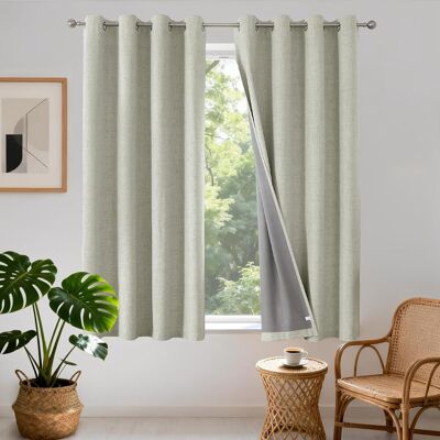 GRASSLIN 2 Pièces Rideau Occultant, Effet Lin, Oeillets 4cm, Isolation Thermique, Anti Bruit, Pour Chambre Salon - Publicité GRASSLIN 2 Pièces Rideau Occultant, Effet Lin, Oeillets 4cm, Isolation Thermique, Anti Bruit, Pour Chambre Salon - Publicité