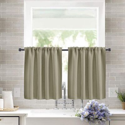 GRASSLIN Lot De 2 Rideaux Brise-bise Polyester Passe-tringle Occultant Cuisine Salle De Bain - Publicité GRASSLIN Lot De 2 Rideaux Brise-bise Polyester Passe-tringle Occultant Cuisine Salle De Bain - Publicité
