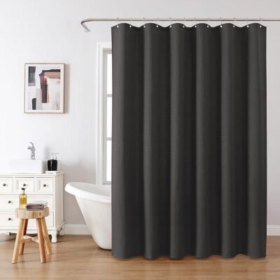 Generic Rideau De Douche Motif Gaufre Avec Anneaux En Métal Imperméable Anti-moisissures Polyester Tissu Rideau Salle De Bain Lourd- 182x182cm (noir) - Publicité Generic Rideau De Douche Motif Gaufre Avec Anneaux En Métal Imperméable Anti-moisissures Polyester Tissu Rideau Salle De Bain Lourd- 182x182cm (noir) - Publicité