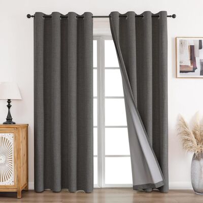 GRASSLIN 2 Pièces Rideau Occultant L140xh245, Tissu Lin Thermique Anti Uv, Oeillets Métal 4cm Pour Salon Chambre - Publicité GRASSLIN 2 Pièces Rideau Occultant L140xh245, Tissu Lin Thermique Anti Uv, Oeillets Métal 4cm Pour Salon Chambre - Publicité