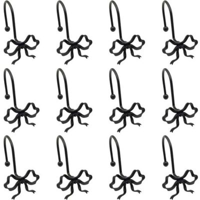 ABYSSE Lot De 12 Crochet Rideau Douche, Crochet De Tringle À Rideaux, Anneaux Rideaux, Crochets Métalliques Décoratifs Pour Rideau De Douche, Design Nœud 3d, Anti-rouille Et Résistant À L'Humidité - Publicité ABYSSE Lot De 12 Crochet Rideau Douche, Crochet De Tringle À Rideaux, Anneaux Rideaux, Crochets Métalliques Décoratifs Pour Rideau De Douche, Design Nœud 3d, Anti-rouille Et Résistant À L'Humidité - Publicité