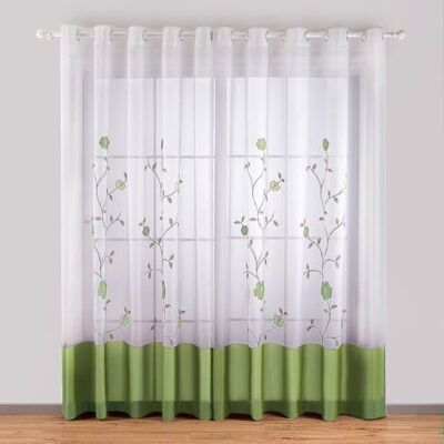 BARKBUSTERS 1 Pièce Rideaux À Oeillets Voilages Broderie Floral Pour Chambre Cuisine Salon, 140cmx145cm, Vert-ensoleillé - Publicité BARKBUSTERS 1 Pièce Rideaux À Oeillets Voilages Broderie Floral Pour Chambre Cuisine Salon, 140cmx145cm, Vert-ensoleillé - Publicité