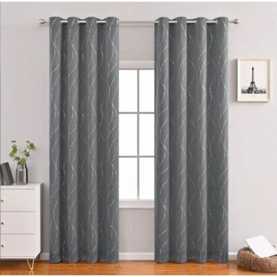 BARKBUSTERS Lot De 2 Rideaux Occultants Isolant Thermique Anti Froid Pour Enfant Gris Foncé 140x220cm Rideaux À Oeillets Imprimés Argents - Publicité BARKBUSTERS Lot De 2 Rideaux Occultants Isolant Thermique Anti Froid Pour Enfant Gris Foncé 140x220cm Rideaux À Oeillets Imprimés Argents - Publicité