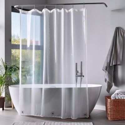 PELTOR Rideau Douche 180x180 Cm - Rideau De Douche Lavable + Oeillets Inoxydables + 3 Aimants - Imperméable Et Léger - Transparent - Publicité PELTOR Rideau Douche 180x180 Cm - Rideau De Douche Lavable + Oeillets Inoxydables + 3 Aimants - Imperméable Et Léger - Transparent - Publicité
