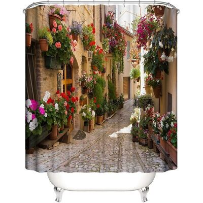 PELTOR 200 X 230 Cm Rideau De Douche Fleur Rue Rideau De Douche Impression Polyester Imperméable Rideau De Douche - Publicité PELTOR 200 X 230 Cm Rideau De Douche Fleur Rue Rideau De Douche Impression Polyester Imperméable Rideau De Douche - Publicité