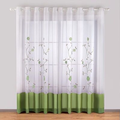 BRINSEA Lot De 2 Rideaux À Oeillets Voilages Broderie Floral Pour Chambre Cuisine Salon, 140cmx175cm, Vert-ensoleillé - Publicité BRINSEA Lot De 2 Rideaux À Oeillets Voilages Broderie Floral Pour Chambre Cuisine Salon, 140cmx175cm, Vert-ensoleillé - Publicité