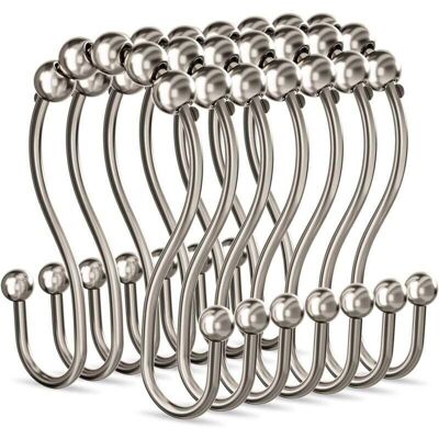 Scotch Anneaux De Rideau De Douche En Métal Antirouille Doubles Crochets Lot De 12 Nickel - Publicité Scotch Anneaux De Rideau De Douche En Métal Antirouille Doubles Crochets Lot De 12 Nickel - Publicité