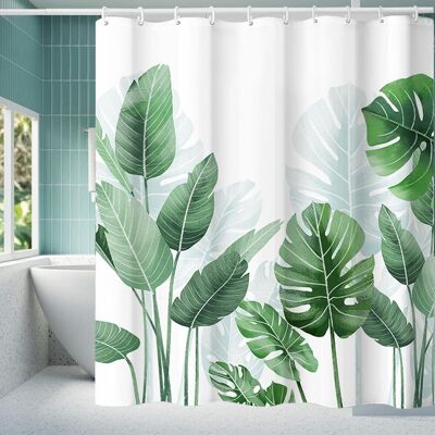 Generic Rideau De Douche Anti,moisissure180x200cm,polyester,avec Anneaux,rideaux De Douche,shower Curtain,motif Feuilles Tropicales ,tissu Lavable En Machine - Publicité Generic Rideau De Douche Anti,moisissure180x200cm,polyester,avec Anneaux,rideaux De Douche,shower Curtain,motif Feuilles Tropicales ,tissu Lavable En Machine - Publicité