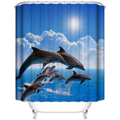Generic Rideau De Douche Motif Dauphin, Textile Anti-moisissure, Imperméable, Rideaux De Bain En Tissu Polyester Lavable Avec Œillets Et Anneaux - Publicité Generic Rideau De Douche Motif Dauphin, Textile Anti-moisissure, Imperméable, Rideaux De Bain En Tissu Polyester Lavable Avec Œillets Et Anneaux - Publicité