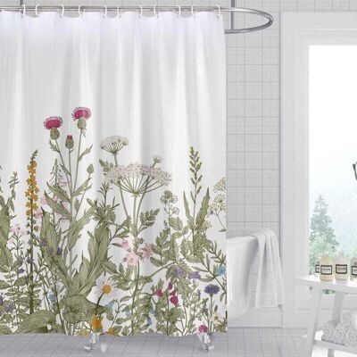 PELTOR Rideau De Douche Floral Nuage De Roche 120x180cm, Ensemble De Rideaux De Salle De Bain En Tissu Fleurs Aquarelle Avec Crochets Motif Feuilles Botaniques Décoratives Lavable En Machine - Publicité PELTOR Rideau De Douche Floral Nuage De Roche 120x180cm, Ensemble De Rideaux De Salle De Bain En Tissu Fleurs Aquarelle Avec Crochets Motif Feuilles Botaniques Décoratives Lavable En Machine - Publicité