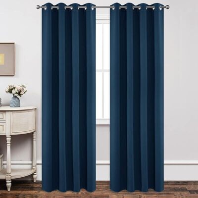 Melissa Ensemble De 2 Rideaux Occultants Longs - Isolants Thermiques Assombrissants À Oeillets - Pour Fenêtre De Chambre Ou Salon - 132x240cm Bleu Foncé - Publicité Melissa Ensemble De 2 Rideaux Occultants Longs - Isolants Thermiques Assombrissants À Oeillets - Pour Fenêtre De Chambre Ou Salon - 132x240cm Bleu Foncé - Publicité