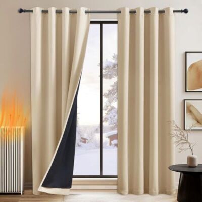 Vision Rideaux Occultant - Rideau Thermique Efficace Contre Le Froid Ainsi Que La Chaleur Isolant Thermique Avec Noir Doublure 100% Ombrage, Jaune Beige, 140 X 220 Cm, 2 Pièces - Publicité Vision Rideaux Occultant - Rideau Thermique Efficace Contre Le Froid Ainsi Que La Chaleur Isolant Thermique Avec Noir Doublure 100% Ombrage, Jaune Beige, 140 X 220 Cm, 2 Pièces - Publicité