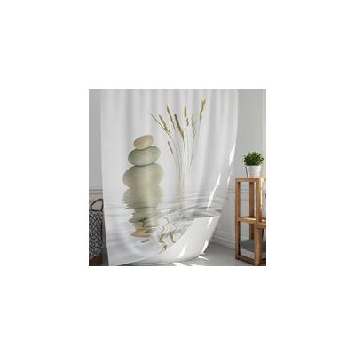 OEM Rideaux De Douche 120x180, Rideau De Douche Polyester Motif Zen Eau Et Pierre, Rideaux De Douche Imperméable Avec Oeillets - Publicité OEM Rideaux De Douche 120x180, Rideau De Douche Polyester Motif Zen Eau Et Pierre, Rideaux De Douche Imperméable Avec Oeillets - Publicité