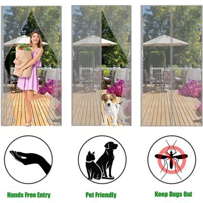 SANS MARQUE Moustiquaire Porte Magnetique 100 X 210 Cm Fermeture Automatique Anti Moustiques Mouches Rideau Facile À Installer Pour Couloirs Portes Patio Sans Percer - Gris - Publicité SANS MARQUE Moustiquaire Porte Magnetique 100 X 210 Cm Fermeture Automatique Anti Moustiques Mouches Rideau Facile À Installer Pour Couloirs Portes Patio Sans Percer - Gris - Publicité