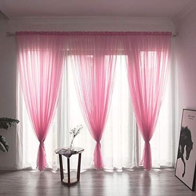 GRASSLIN 1 Panneau Rideau, Voile Polyester, Passe-tringle, Couleur Unie, Pour Chambre Salon Hôtel - Publicité GRASSLIN 1 Panneau Rideau, Voile Polyester, Passe-tringle, Couleur Unie, Pour Chambre Salon Hôtel - Publicité