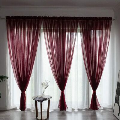 GRASSLIN 1 Panneau Rideau Voile Polyester, Passe-tringle, 100x200 Cm, Rouge Vin, Pour Salon, Chambre - Publicité GRASSLIN 1 Panneau Rideau Voile Polyester, Passe-tringle, 100x200 Cm, Rouge Vin, Pour Salon, Chambre - Publicité