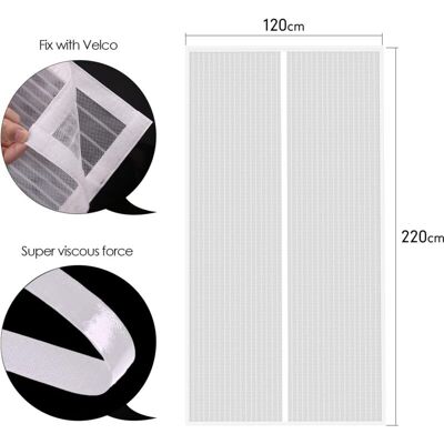 OEM Moustiquaire Porte Fenêtre 120x220cm Magnétique Rideau De Porte Anti Mouche Maille Ultra Fine Moustiquaire Fenêtre Aimantée Protection Contre Les Moustiques, Bande Adhésive Incluse, Blanche - Publicité OEM Moustiquaire Porte Fenêtre 120x220cm Magnétique Rideau De Porte Anti Mouche Maille Ultra Fine Moustiquaire Fenêtre Aimantée Protection Contre Les Moustiques, Bande Adhésive Incluse, Blanche - Publicité