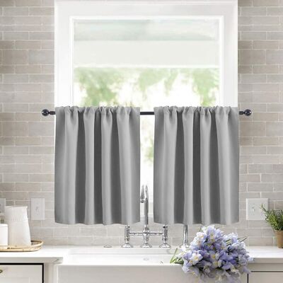GRASSLIN Lot De 2 Rideaux Brise-bise, Passe-tringle 7cm, Polyester Lavable, Occultant Partiel, Cuisine Salle De Bain - Publicité GRASSLIN Lot De 2 Rideaux Brise-bise, Passe-tringle 7cm, Polyester Lavable, Occultant Partiel, Cuisine Salle De Bain - Publicité