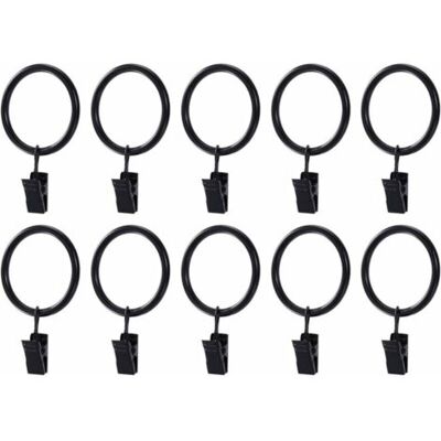 ABYSSE 20pcs Antirouille Anneaux De Rideaux Avec Pinces Metal Rideau Clips Crochet (noir) - Publicité ABYSSE 20pcs Antirouille Anneaux De Rideaux Avec Pinces Metal Rideau Clips Crochet (noir) - Publicité